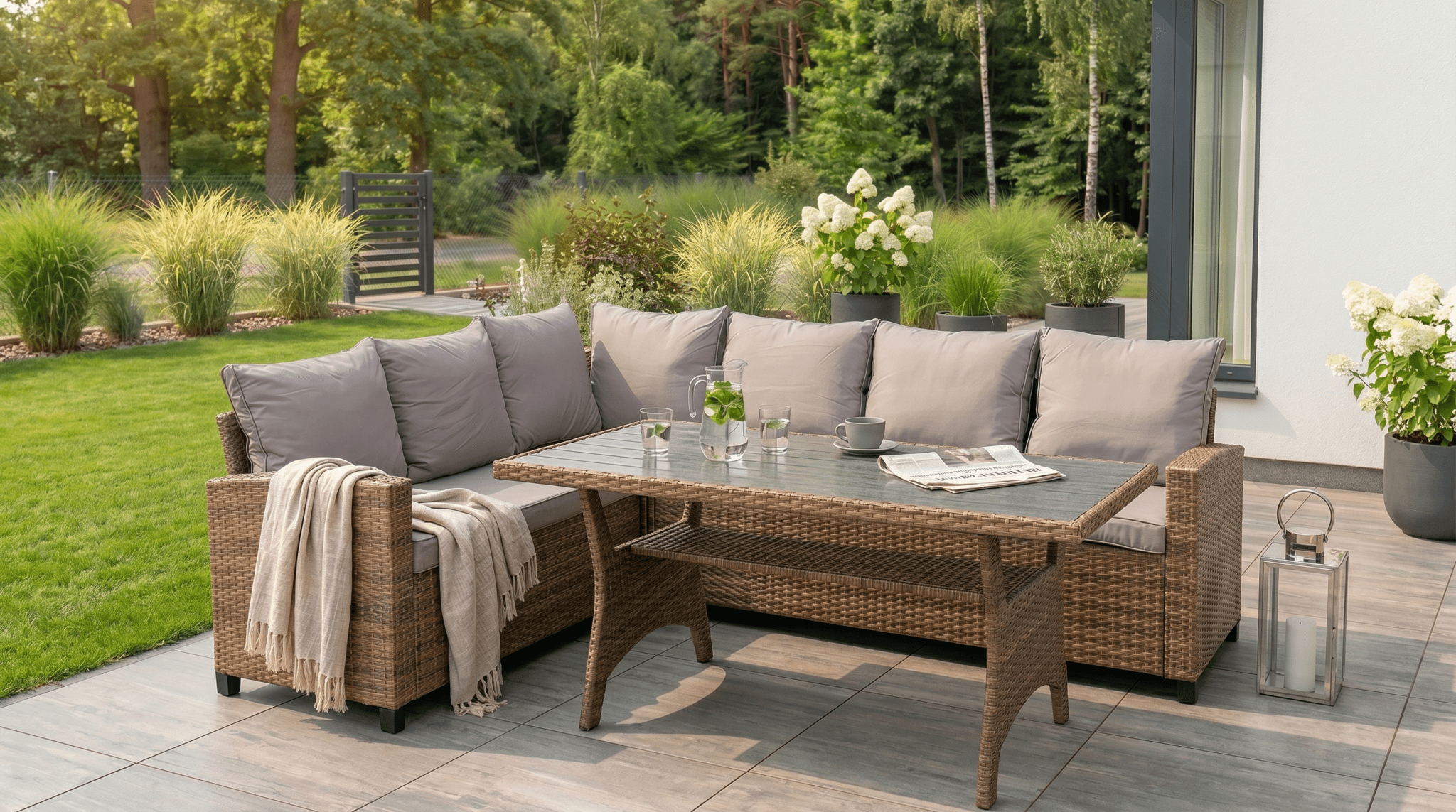 Salon de jardin d’angle COMODO avec table – Ensemble extérieur confortable - TRUST INDUSTRIE - 