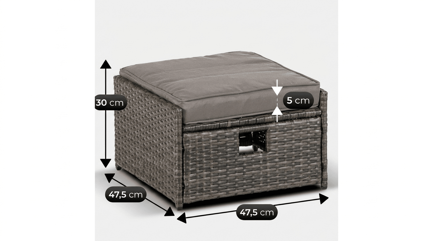 Salon de jardin DELGADO en technorattan gris avec coussins - TRUST INDUSTRIE - 