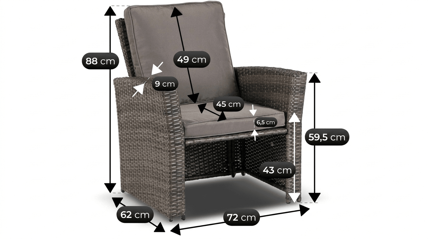 Salon de jardin DELGADO en technorattan gris avec coussins - TRUST INDUSTRIE - 