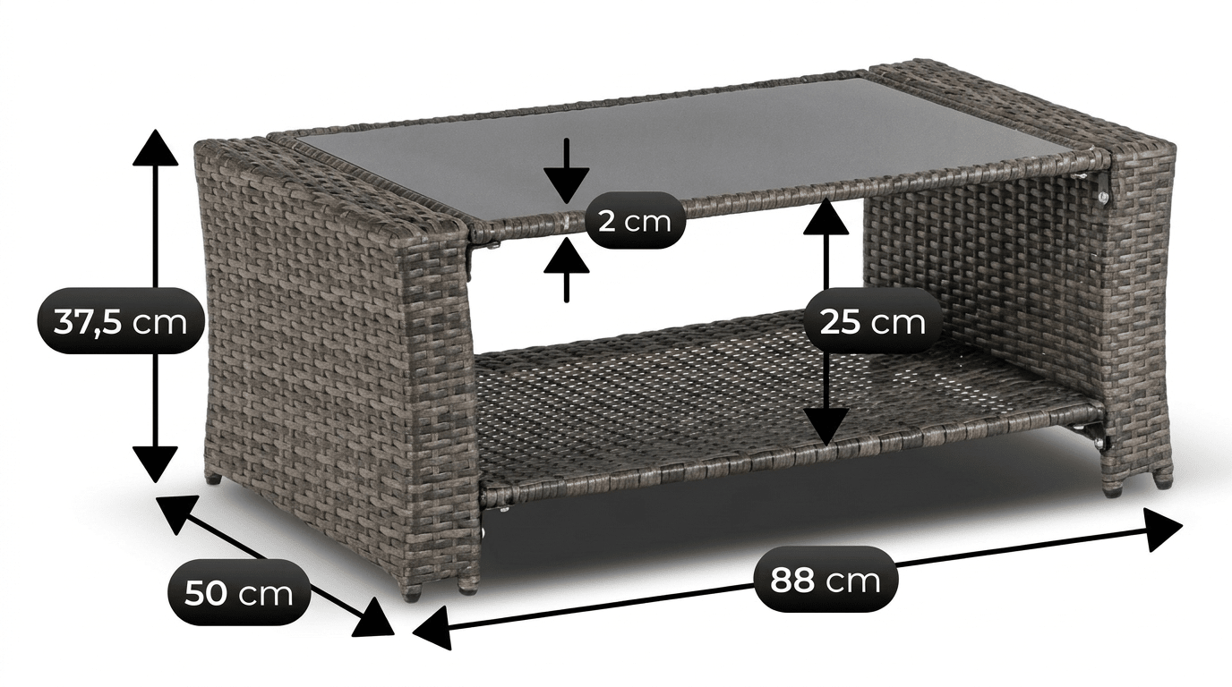 Salon de jardin DELGADO en technorattan gris avec coussins - TRUST INDUSTRIE - 