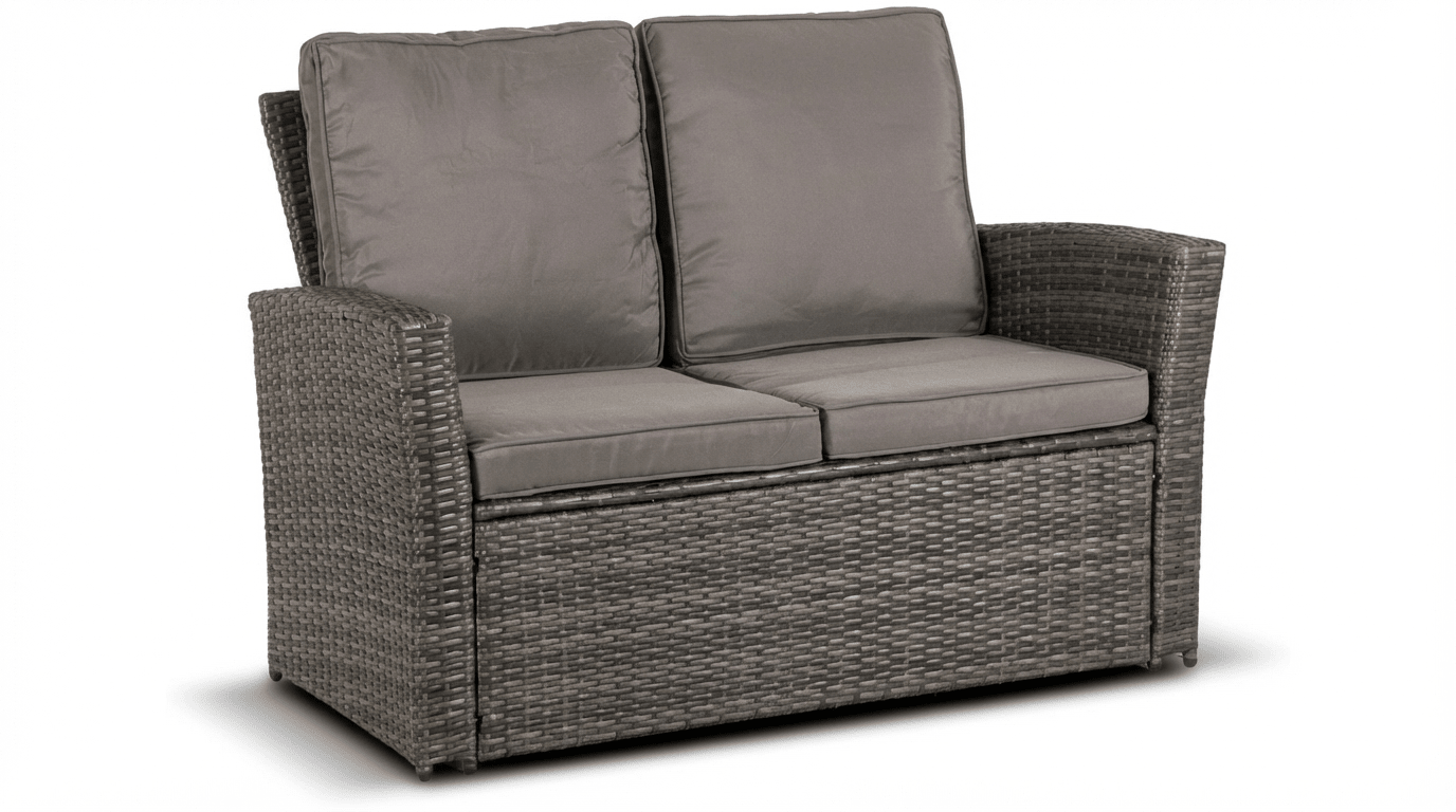 Salon de jardin DELGADO en technorattan gris avec coussins - TRUST INDUSTRIE - 