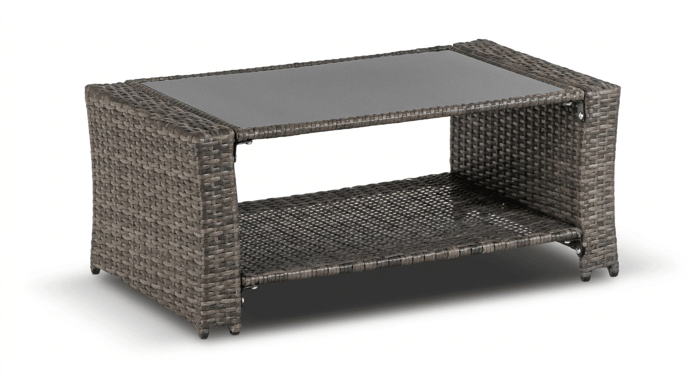 Salon de jardin DELGADO en technorattan gris avec coussins - TRUST INDUSTRIE - 