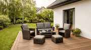 Salon de jardin DELGADO en technorattan gris avec coussins - TRUST INDUSTRIE - 