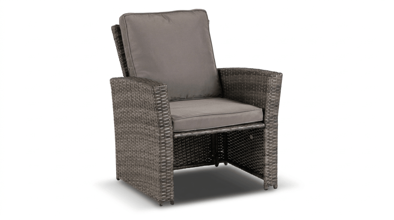 Salon de jardin DELGADO en technorattan gris avec coussins - TRUST INDUSTRIE - 