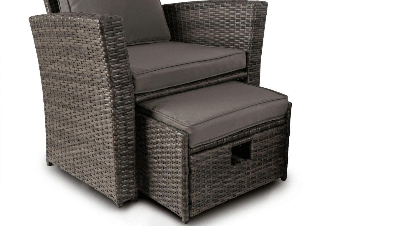 Salon de jardin DELGADO en technorattan gris avec coussins - TRUST INDUSTRIE - 