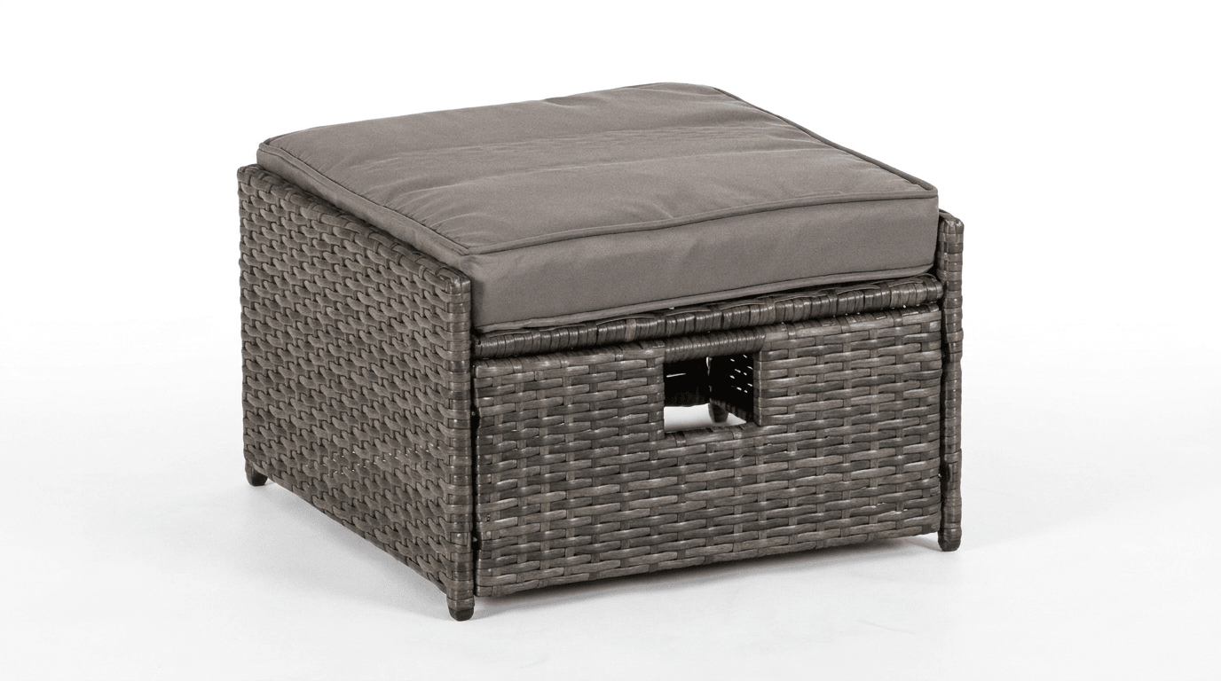 Salon de jardin DELGADO en technorattan gris avec coussins - TRUST INDUSTRIE - 