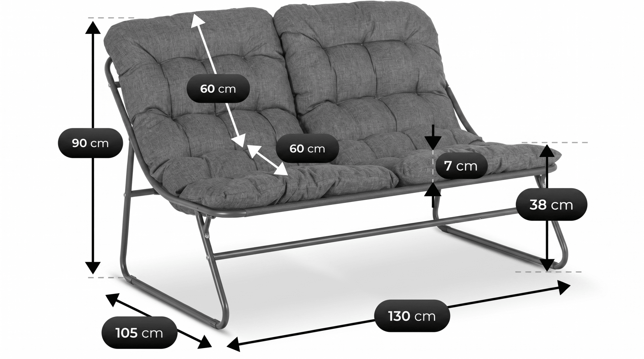 Salon de jardin MEGARA avec table ronde design - TRUST INDUSTRIE - Gris - 