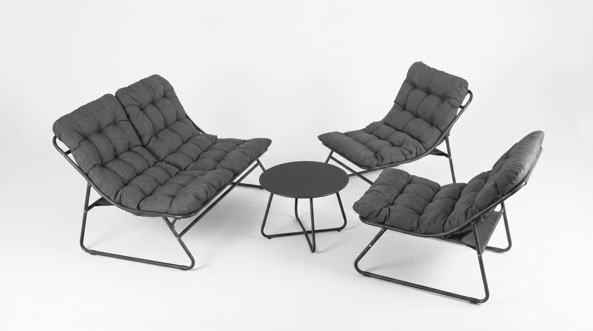 Salon de jardin MEGARA avec table ronde design - TRUST INDUSTRIE - Gris - 