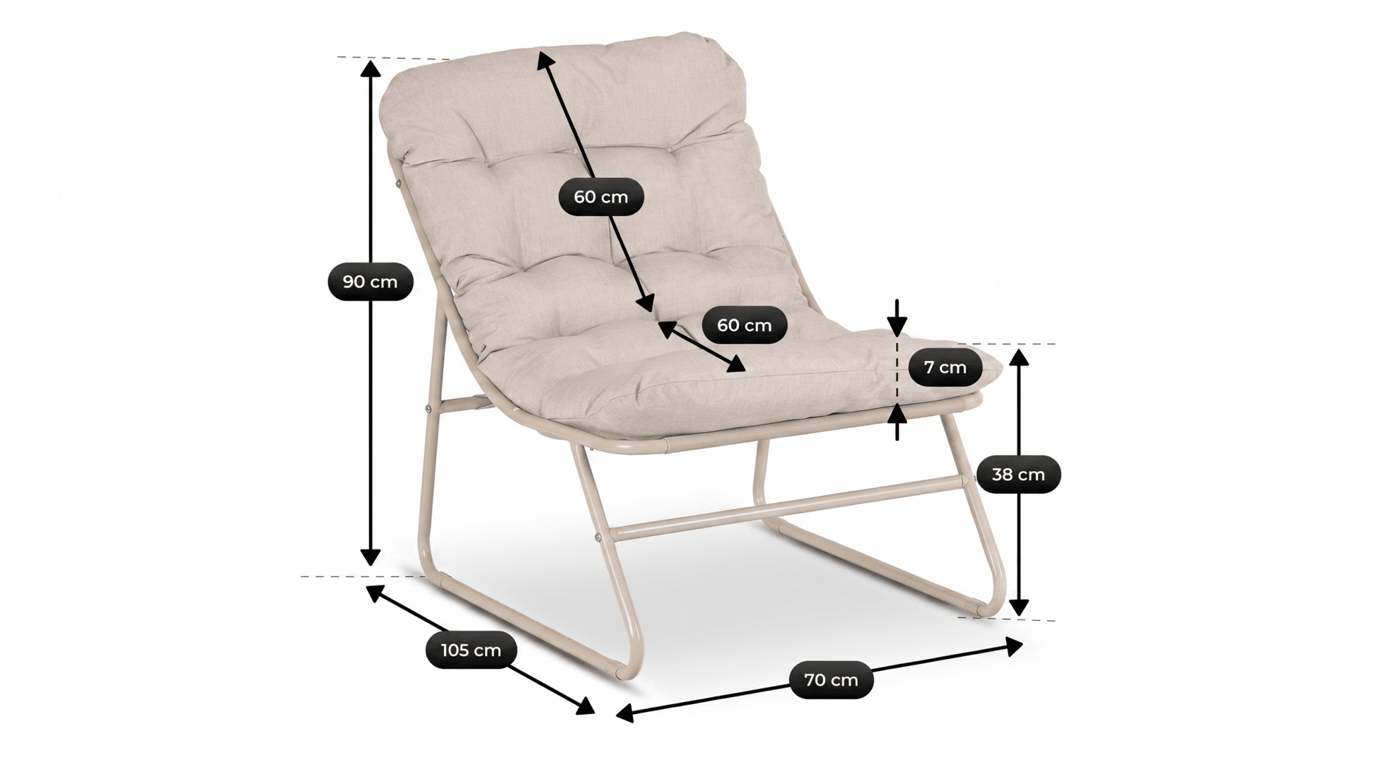 Salon de jardin MEGARA avec table ronde design - TRUST INDUSTRIE - Beige - 