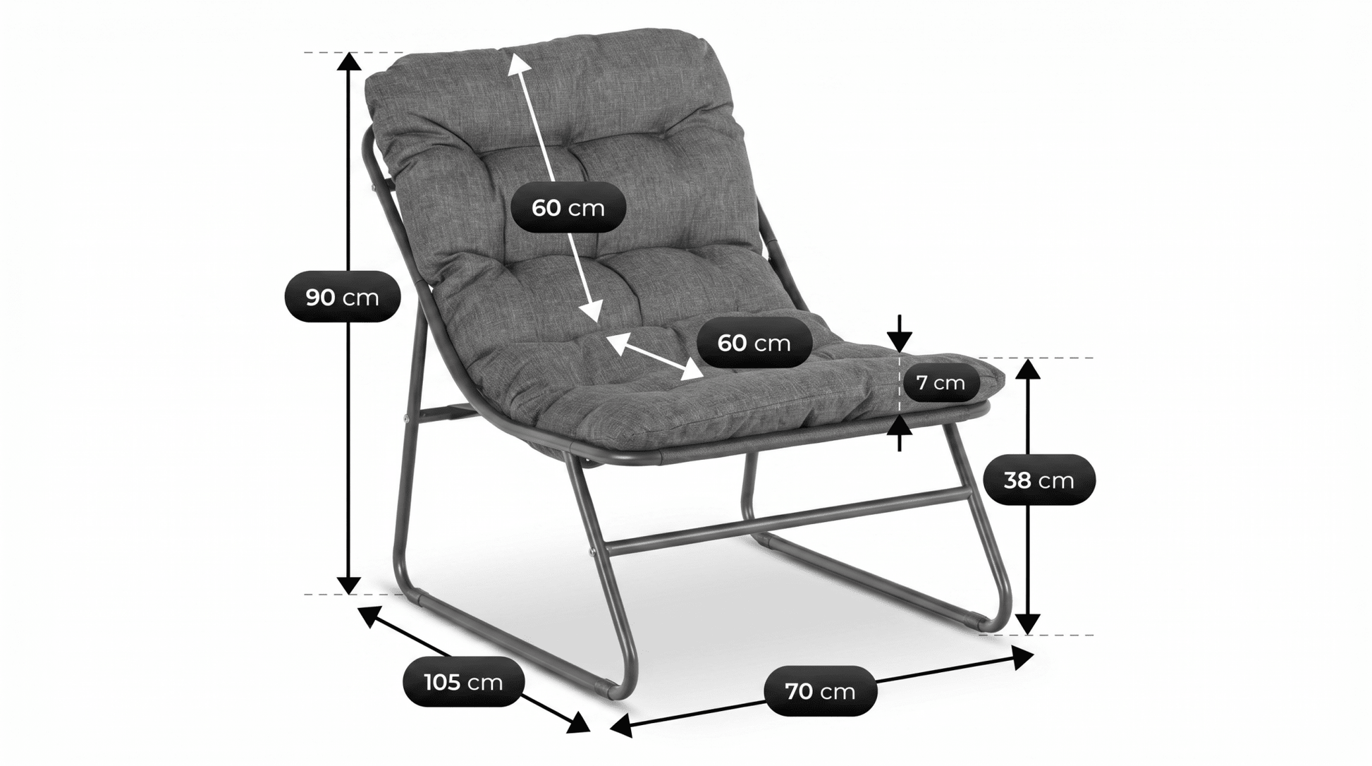 Salon de jardin MEGARA avec table ronde design - TRUST INDUSTRIE - Gris - 