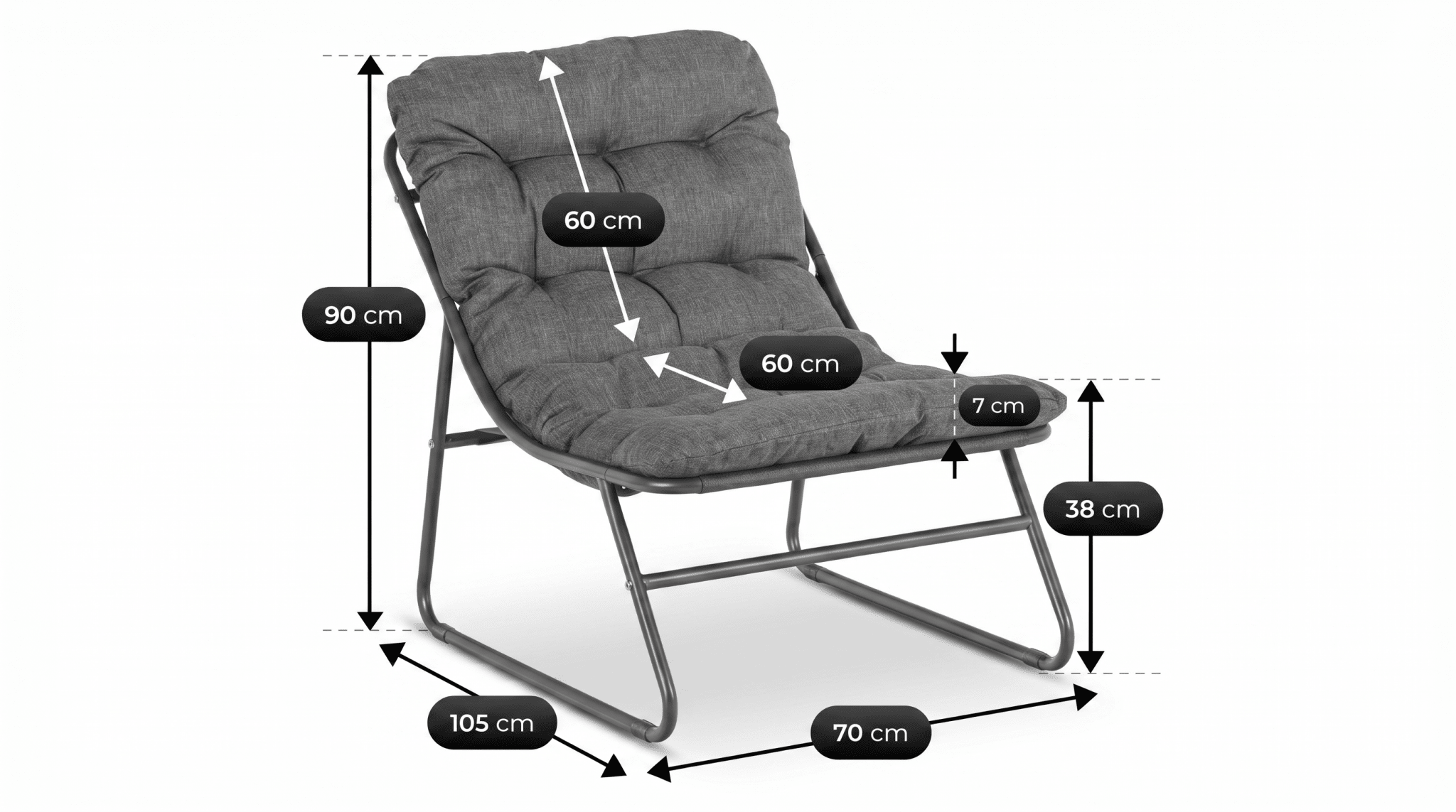 Salon de jardin MEGARA avec table ronde design - TRUST INDUSTRIE - Gris - 