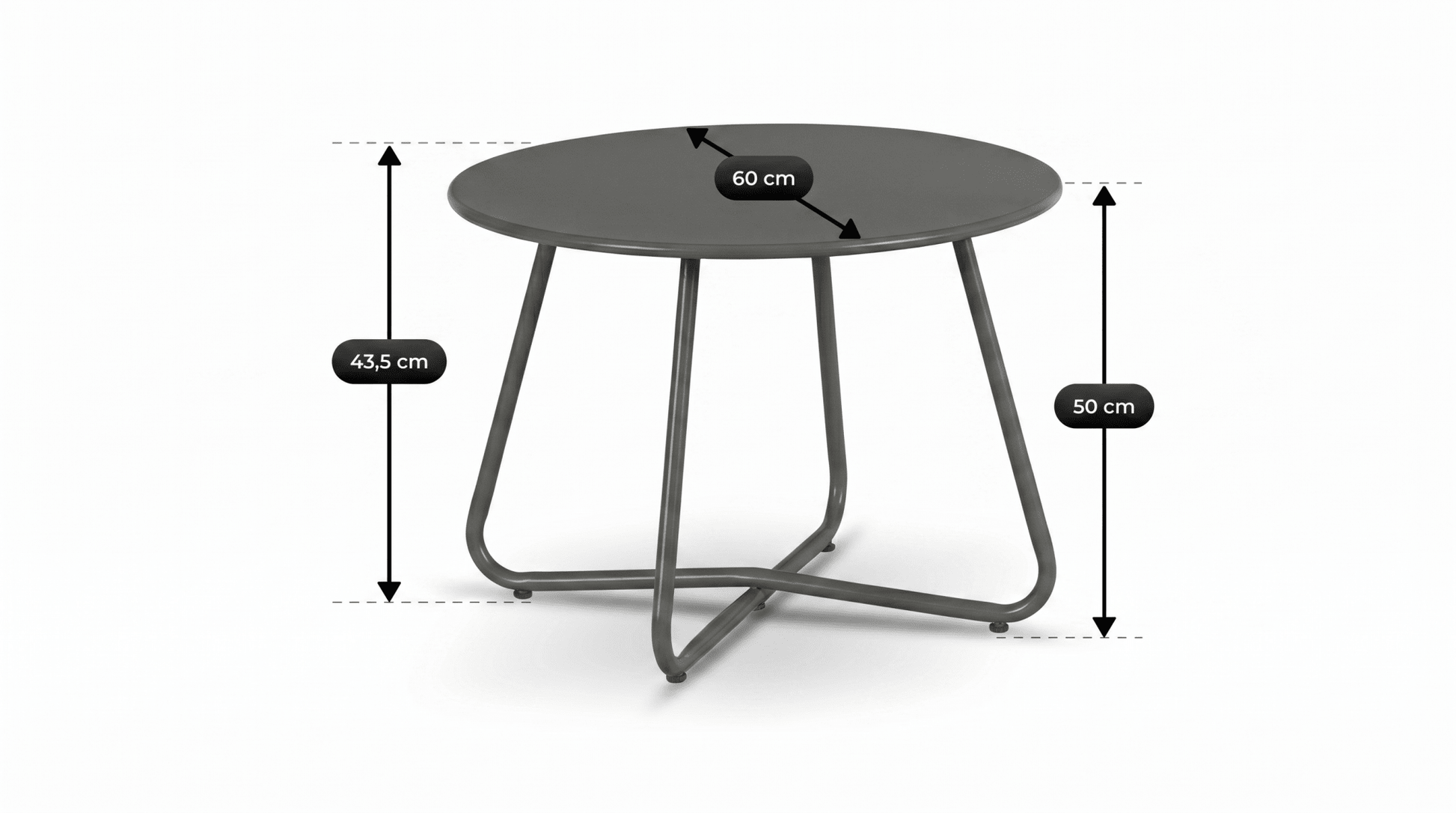 Salon de jardin MEGARA avec table ronde design - TRUST INDUSTRIE - Gris - 