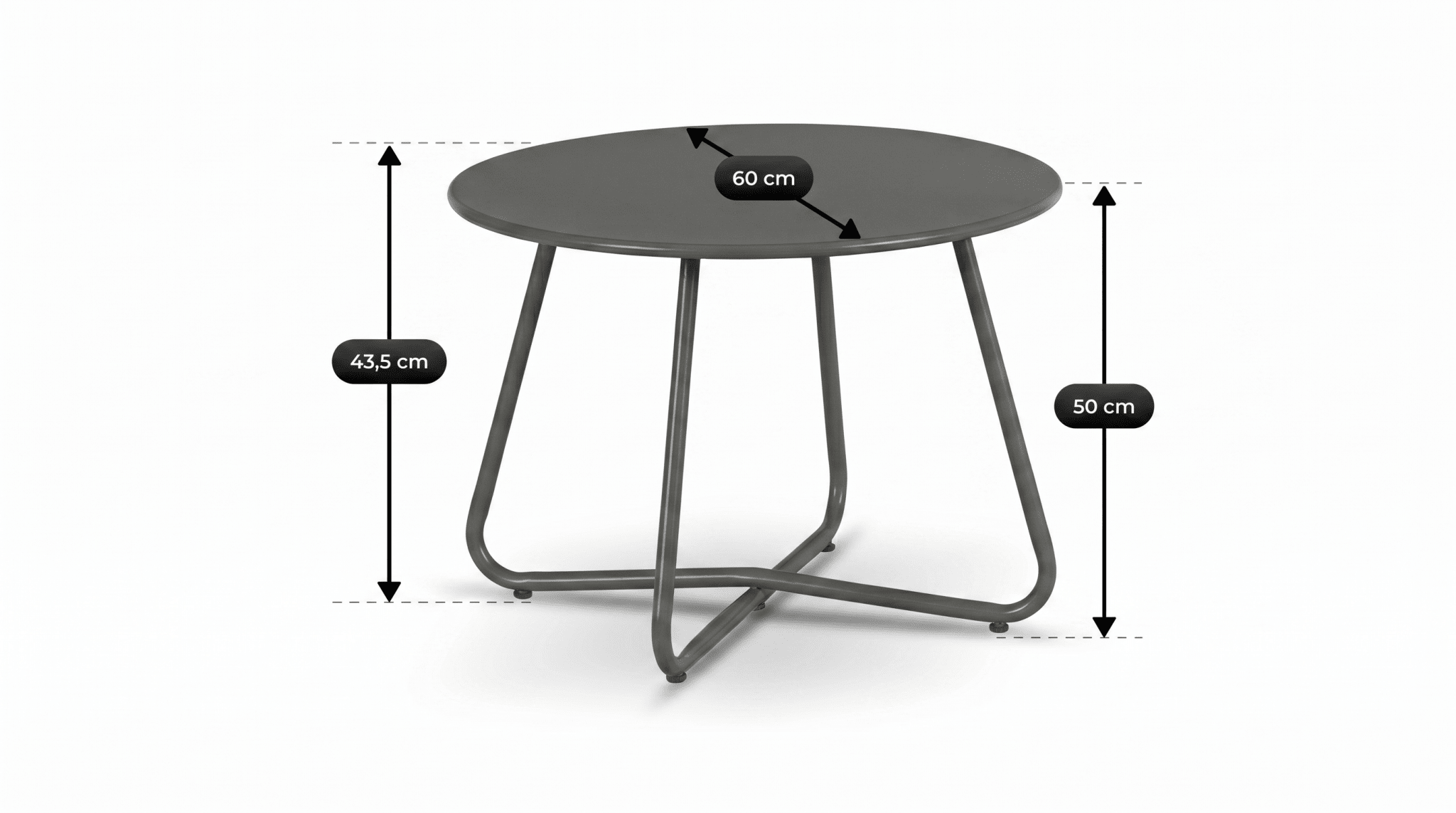 Salon de jardin MEGARA avec table ronde design - TRUST INDUSTRIE - Gris - 