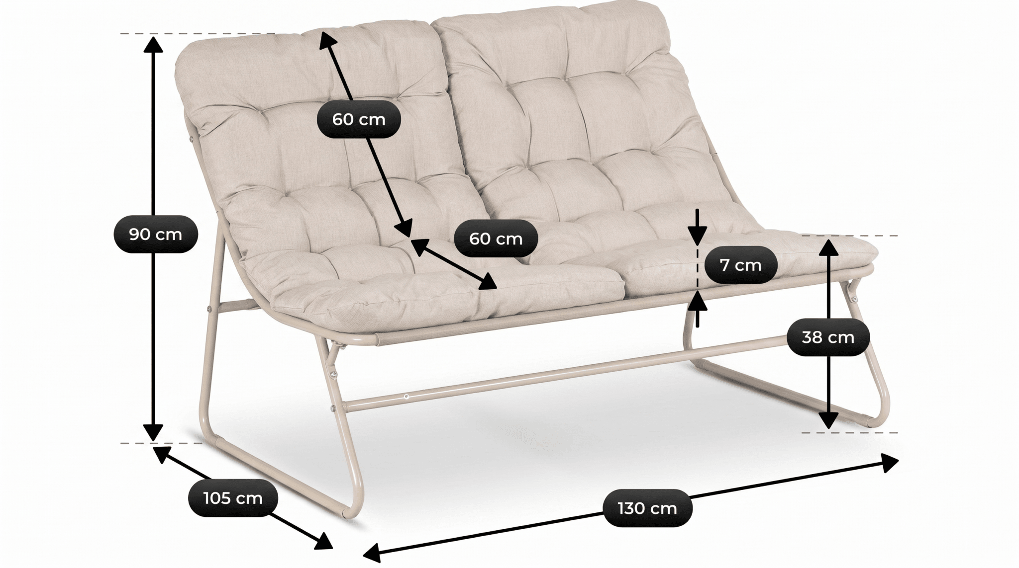 Salon de jardin MEGARA avec table ronde design - TRUST INDUSTRIE - Beige - 