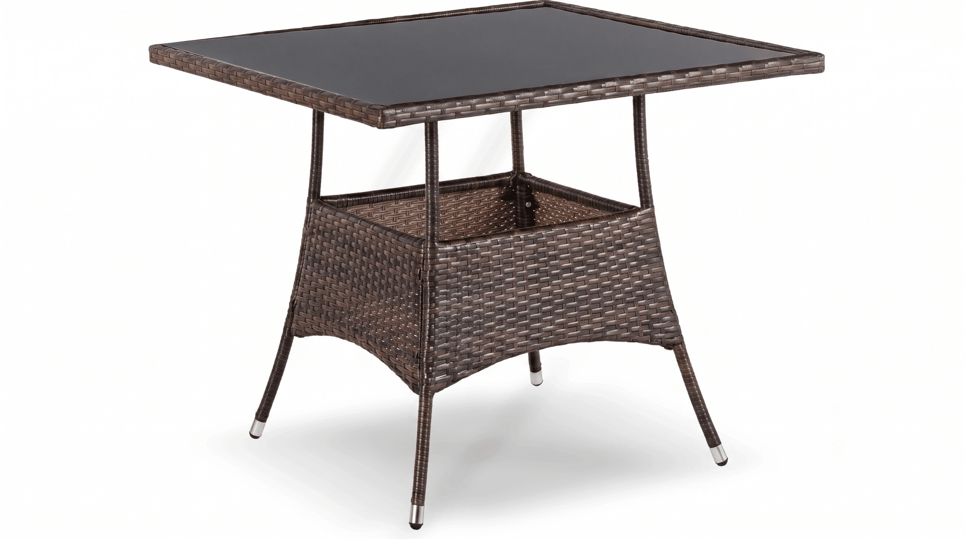 Salon de jardin MORADO en résine tressée marron et coussins beige - TRUST INDUSTRIE - 