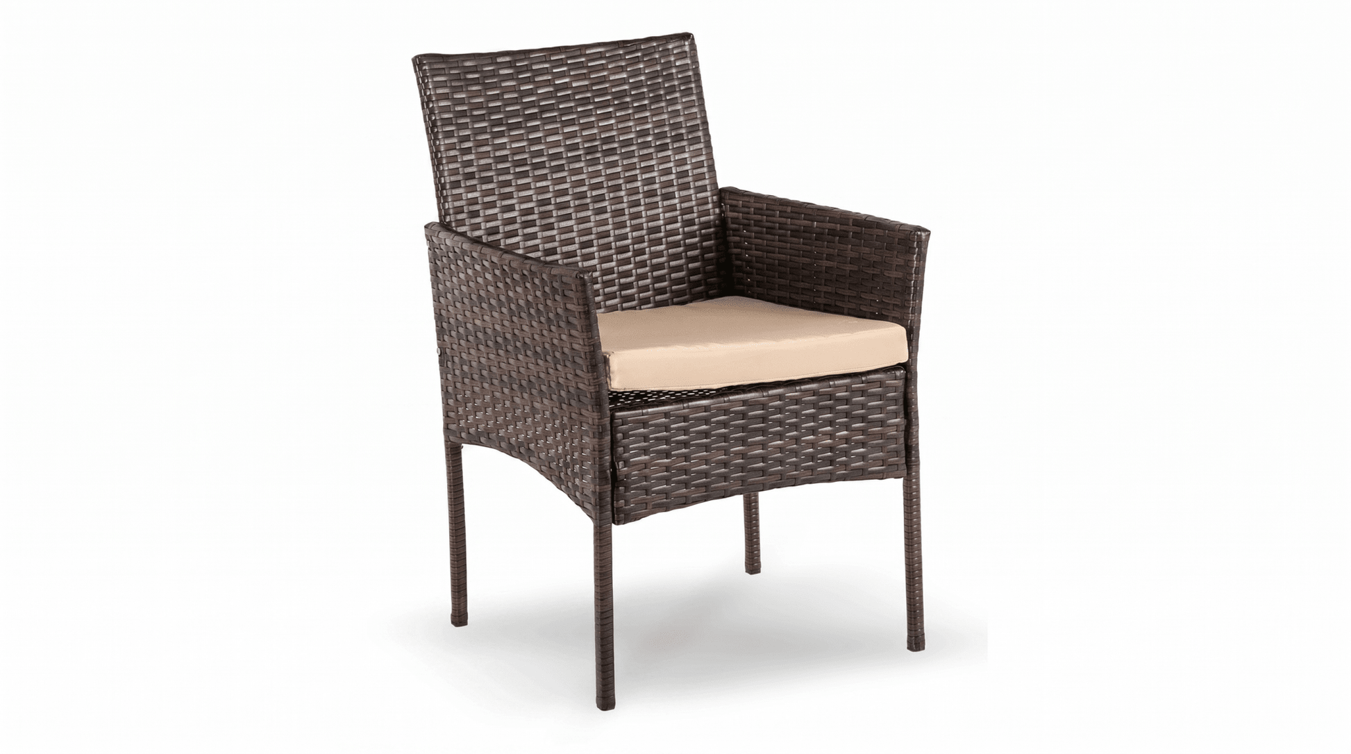 Salon de jardin MORADO en résine tressée marron et coussins beige - TRUST INDUSTRIE - 