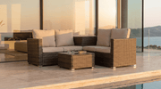 Salon de jardin NEGROIT en technorattan marron avec coussins beige - TRUST INDUSTRIE - 