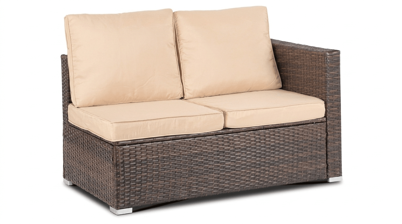 Salon de jardin NEVO en technorattan marron avec coussins beige - TRUST INDUSTRIE - 