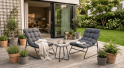 Salon de jardin NIKEA avec table ronde design - TRUST INDUSTRIE - Gris - 