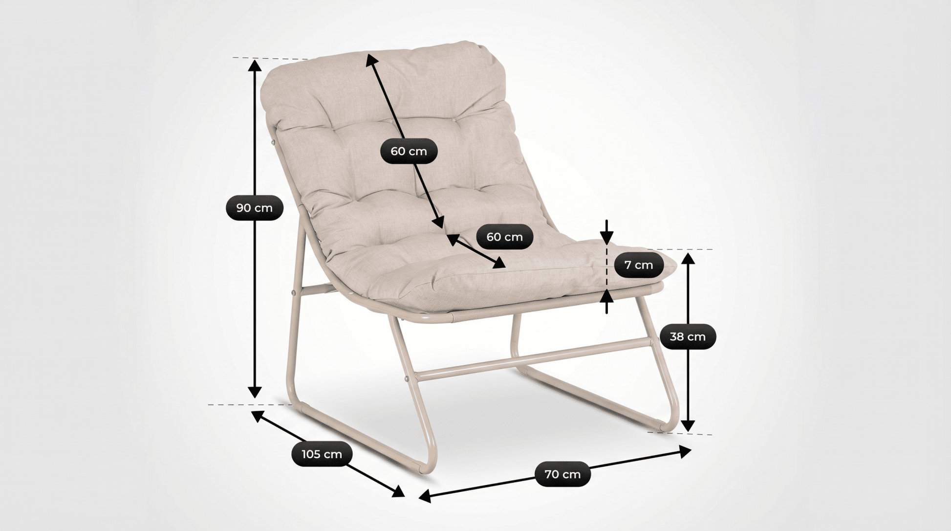 Salon de jardin NIKEA avec table ronde design - TRUST INDUSTRIE - Beige - 