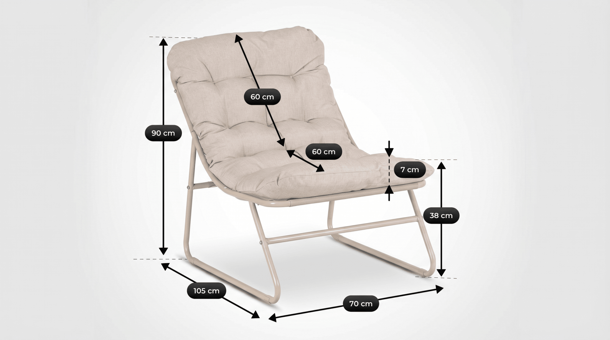 Salon de jardin NIKEA avec table ronde design - TRUST INDUSTRIE - Beige - 
