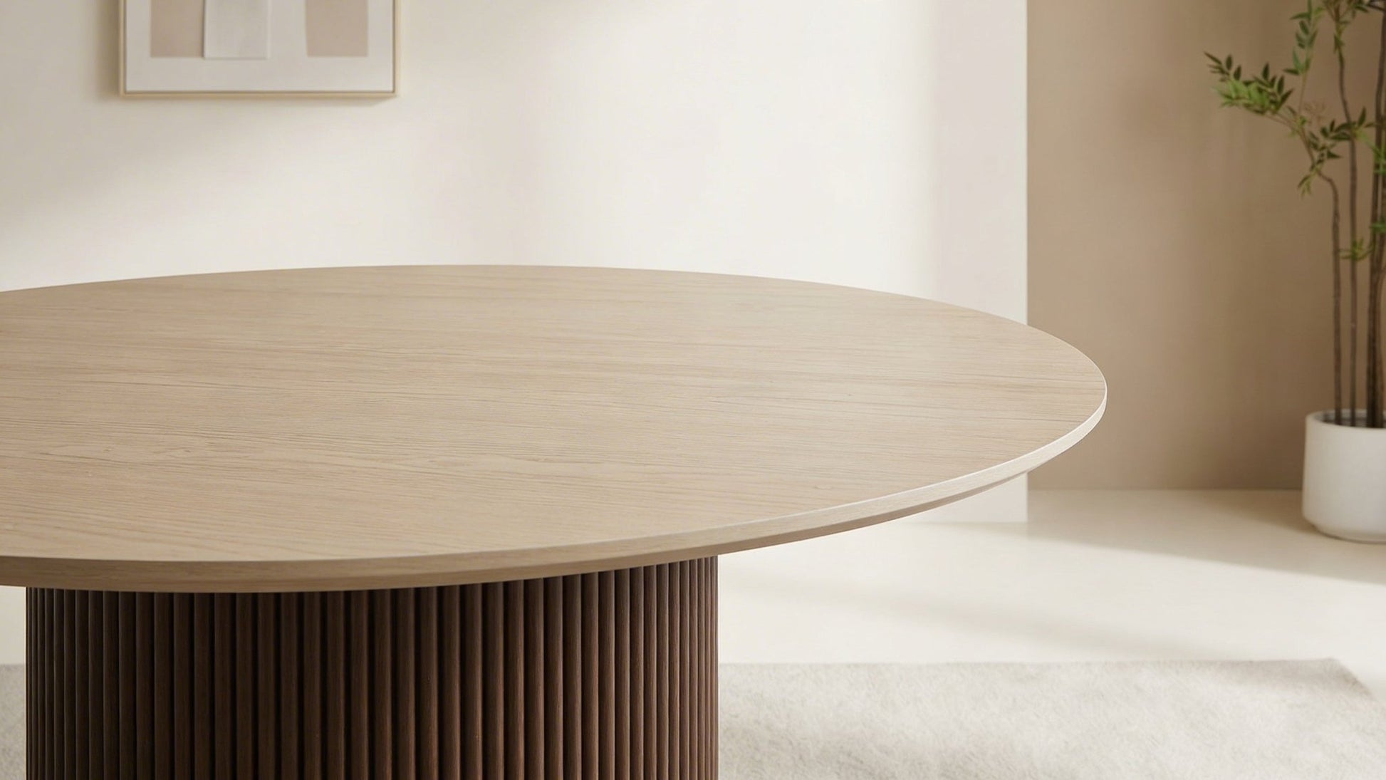 Table à manger BAIETA avec un plateau effet travertin ronde design - TRUST INDUSTRIE - 