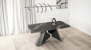 Table à manger extensible VERONA - TRUST INDUSTRIE - Marbre noir / pieds noir - 