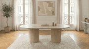 Table à manger FLINSTONE avec un plateau effet marbre ovale design - TRUST INDUSTRIE - 