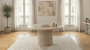 Table à manger FLINSTONE avec un plateau effet marbre ronde design - TRUST INDUSTRIE - 