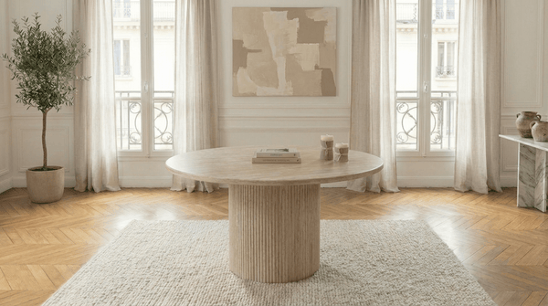 Table à manger FLINSTONE avec un plateau effet marbre ronde design - TRUST INDUSTRIE - 
