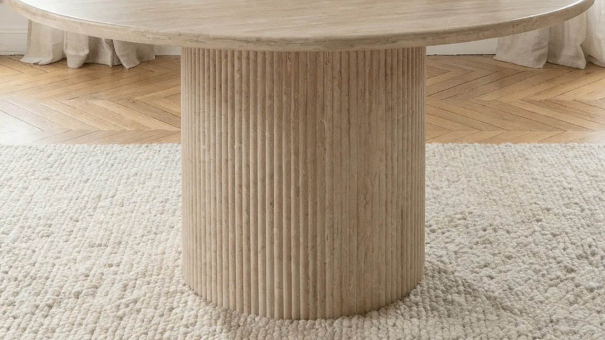 Table à manger FLINSTONE avec un plateau effet marbre ronde design - TRUST INDUSTRIE - 