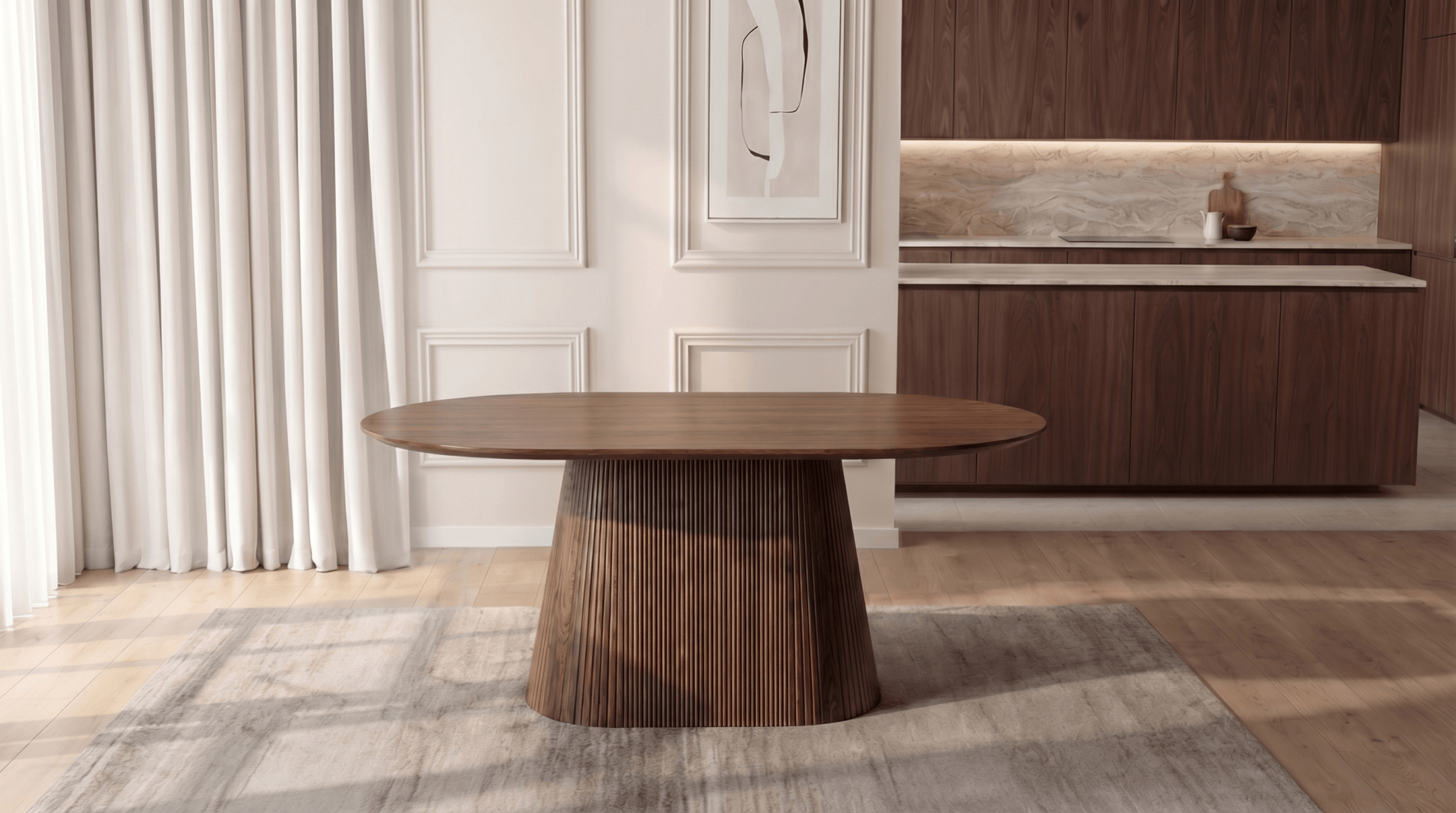 Table à manger GIANNI 180x90 cm - TRUST INDUSTRIE - Effet noyer - 