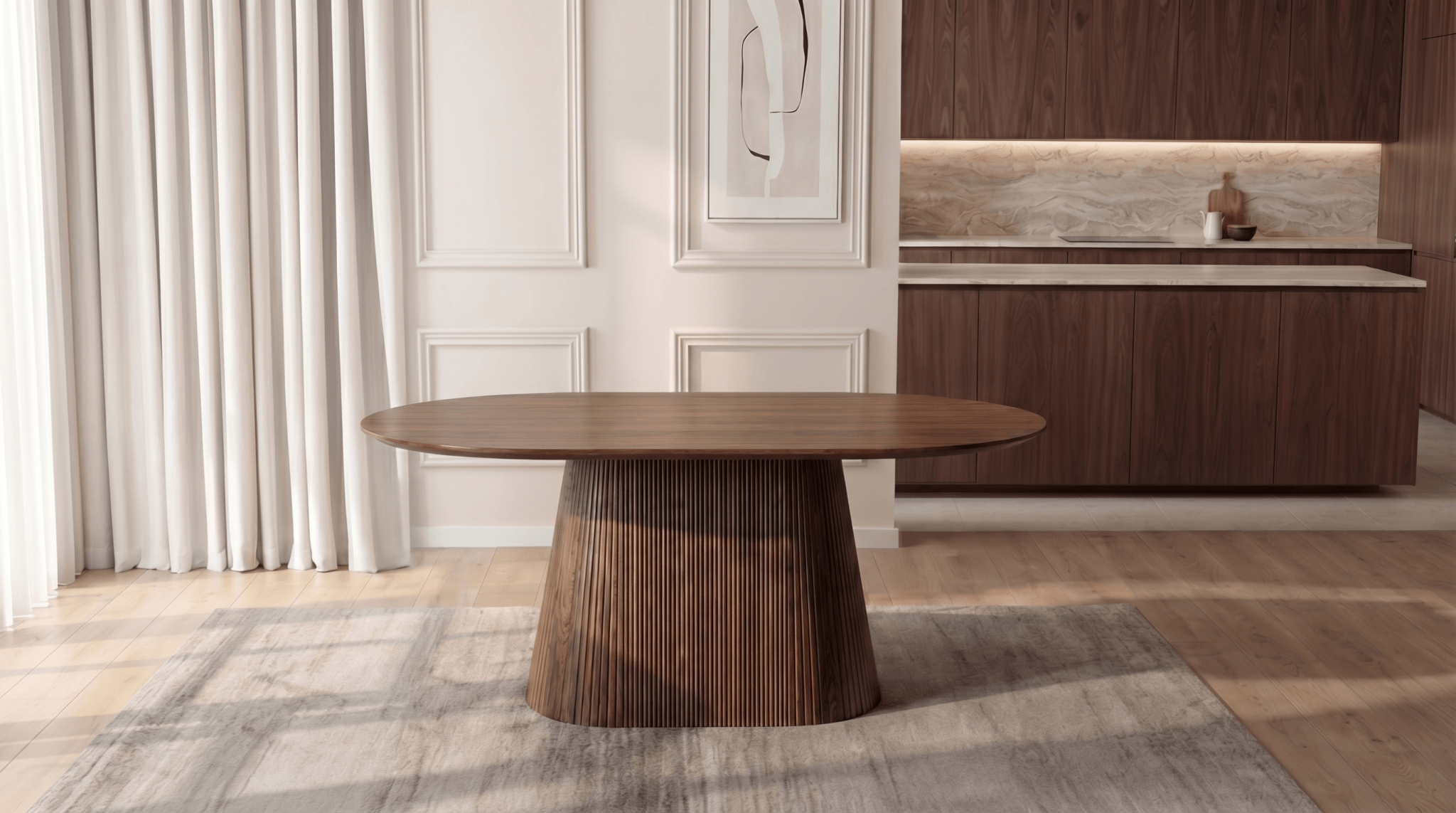 Table à manger GIANNI 180x90 cm - TRUST INDUSTRIE - Effet noyer - 