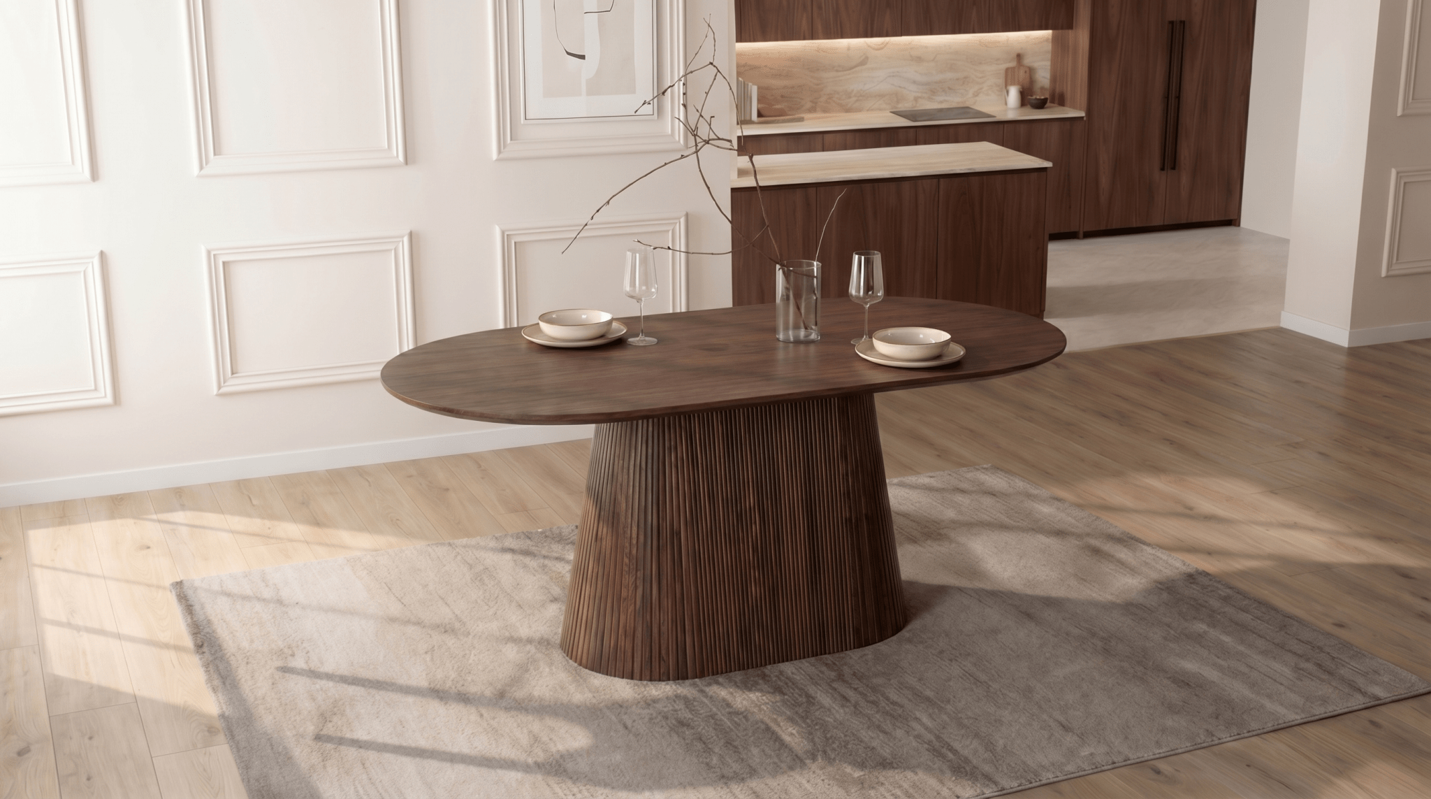 Table à manger GIANNI 180x90 cm - TRUST INDUSTRIE - Effet noyer - 