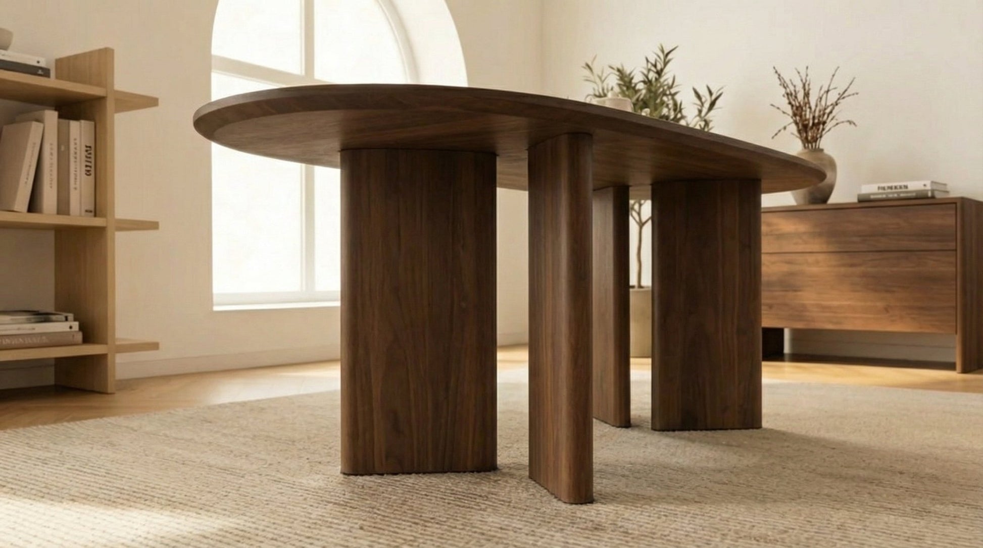 Table à manger ovale AMBRE avec plateau bois et pieds en bois marron - TRUST INDUSTRIE - 150 x 90 cm - 
