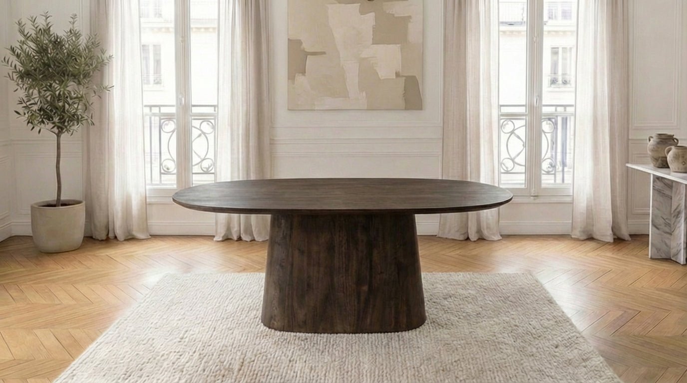 Table à manger ovale ARON pour 8 personnes en bois de manguier - TRUST INDUSTRIE - Marron - - 