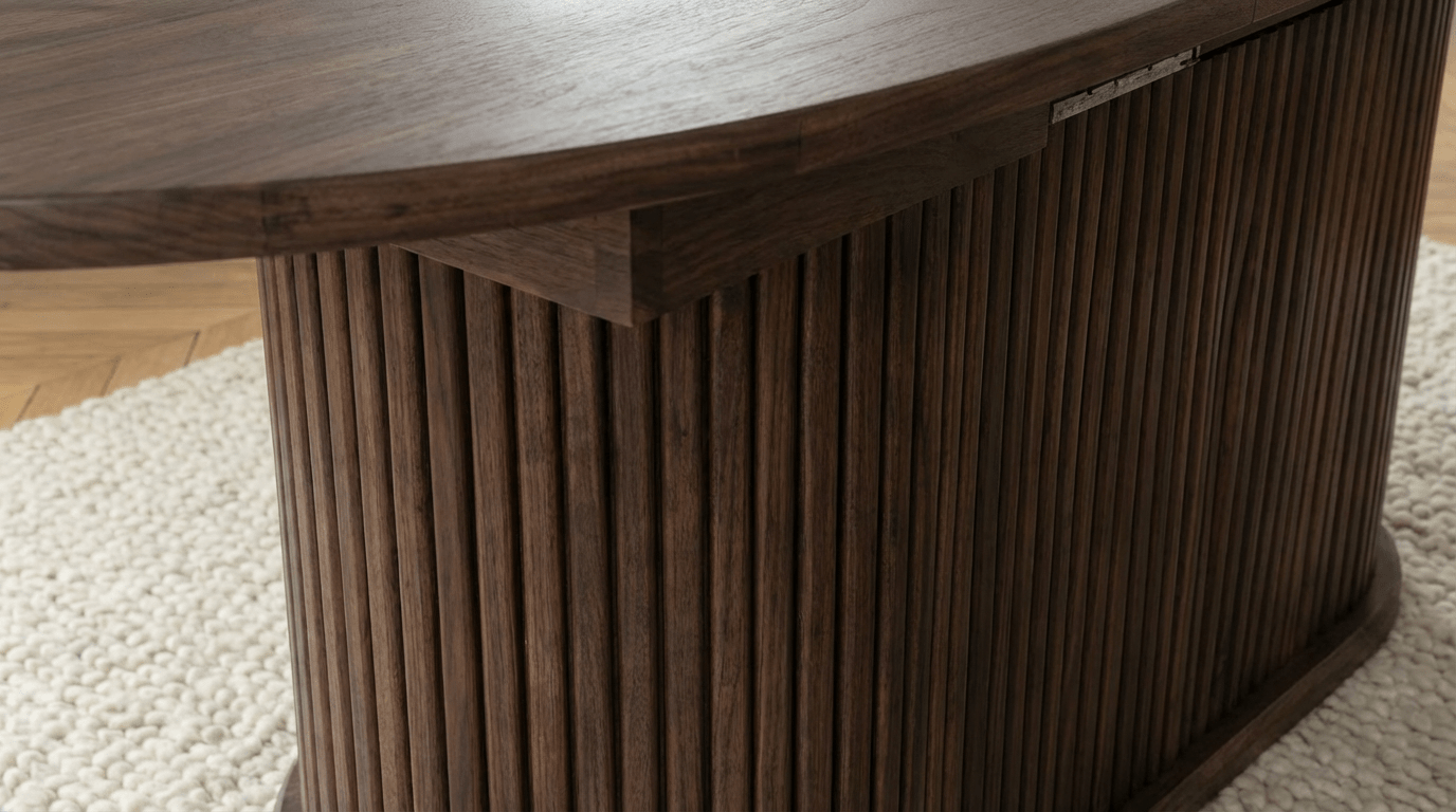 Table à manger ovale extensible ANEYA pour 6 personnes avec plateau en bois et pieds bois marron - TRUST INDUSTRIE - 