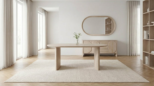 Table à manger ovale JOSEPHINE 180x90 cm avec plateau en céramique travertin - TRUST INDUSTRIE - 