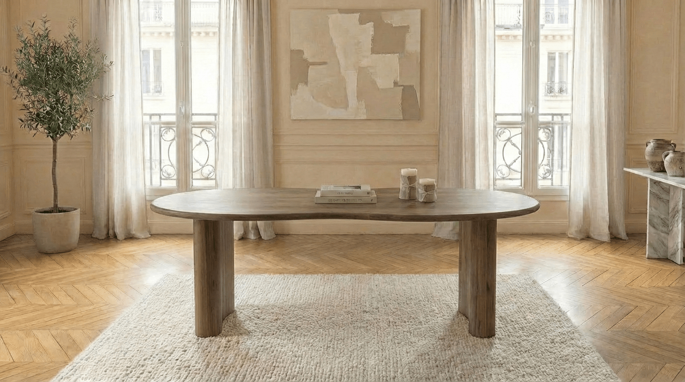 Table à manger ovale JOSH pour 8 personnes avec plateau en bois de  300X110 et pieds bois - TRUST INDUSTRIE - foncé 