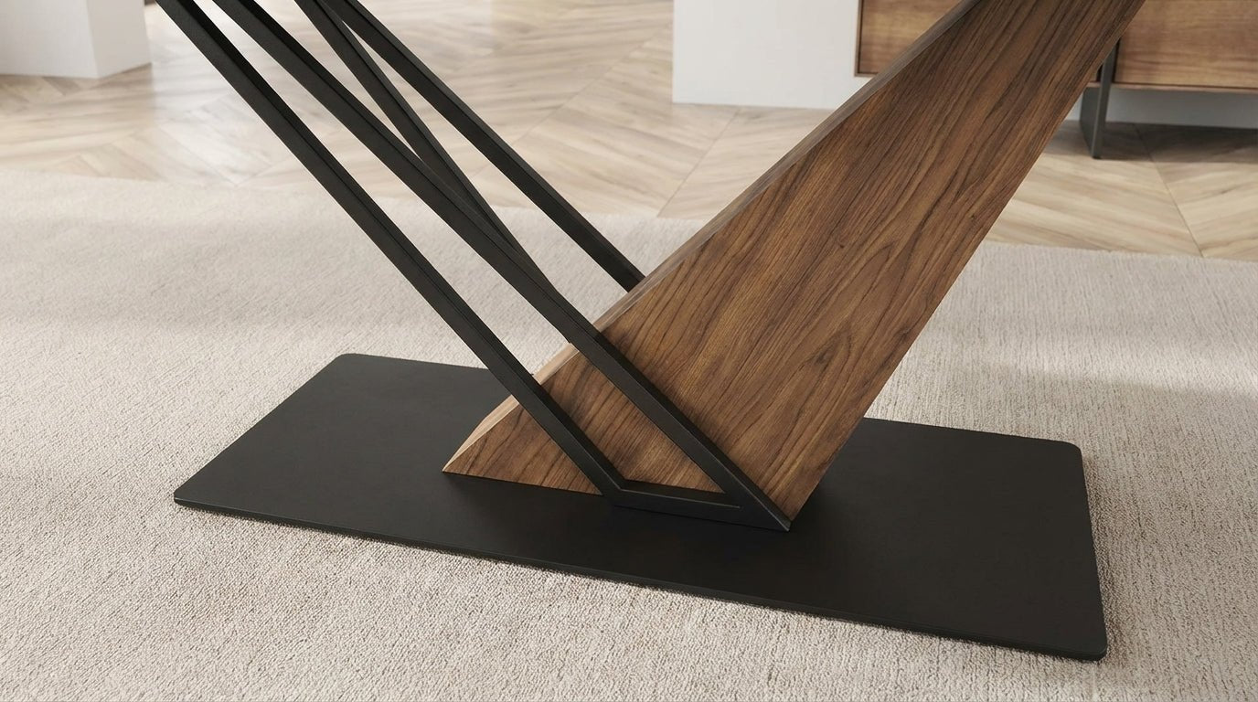 Table à manger rectangulaire extensible GENESIS en céramique avec plateau en marbre - TRUST INDUSTRIE - Noir - Noir - 160 - 220 cm