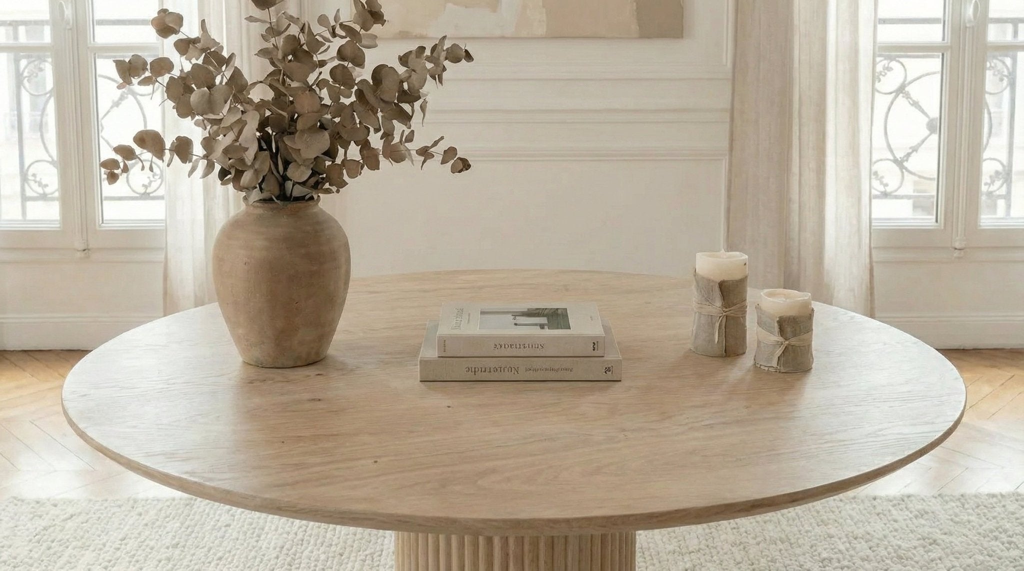 Table à manger ronde AXEL pour 4 personnes avec plateau effet marbre 100X90 et pied central - TRUST INDUSTRIE - 