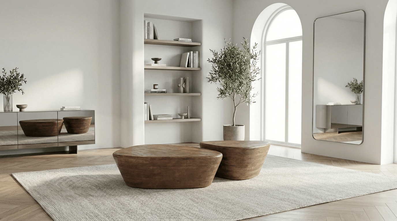 Table basse 107 cm MILA 107 avec plateau bois design - TRUST INDUSTRIE - marron - Bois de manguier - 