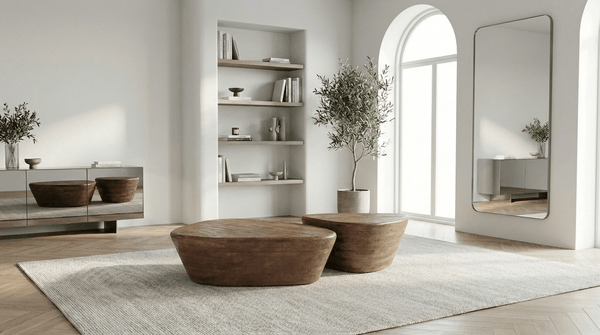 Table basse 107 cm MILA avec plateau bois design - TRUST INDUSTRIE - ensemble - marron