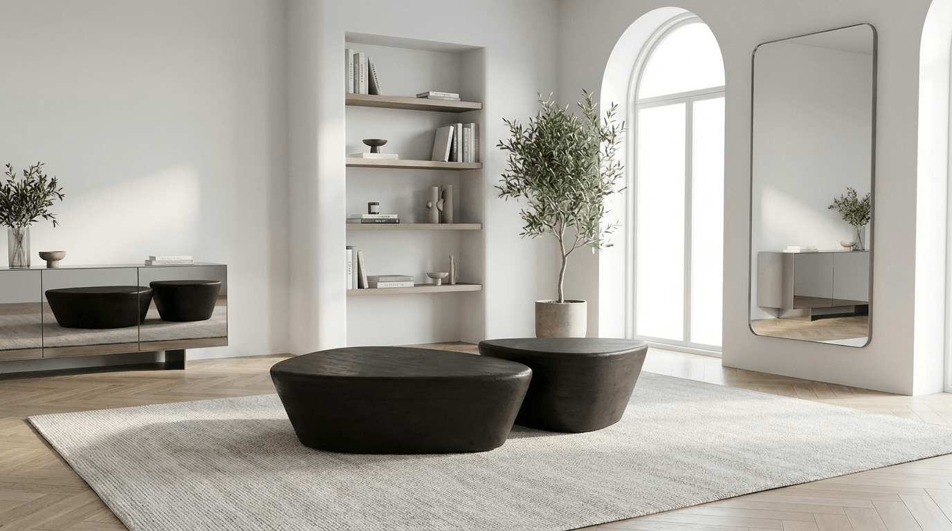 Table basse 107 cm MILA 107 avec plateau bois design - TRUST INDUSTRIE - noir - Bois de manguier - 