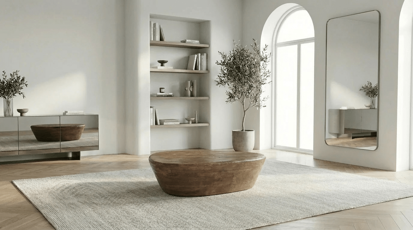 Table basse 107 cm MILA 107 avec plateau bois design - TRUST INDUSTRIE - Marron - 