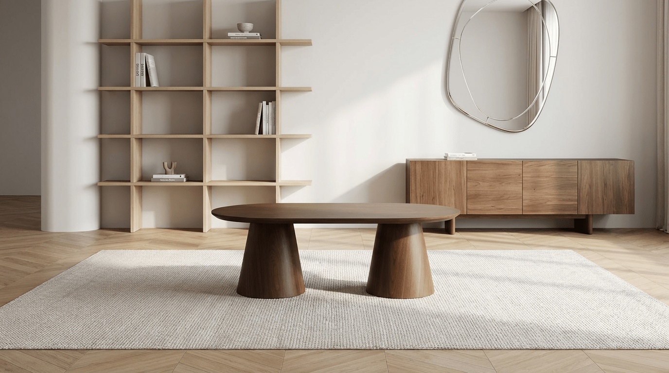 Table basse 120 cm ICONIC avec plateau ovale design bois effet noyer - TRUST INDUSTRIE - Bois noyer - 