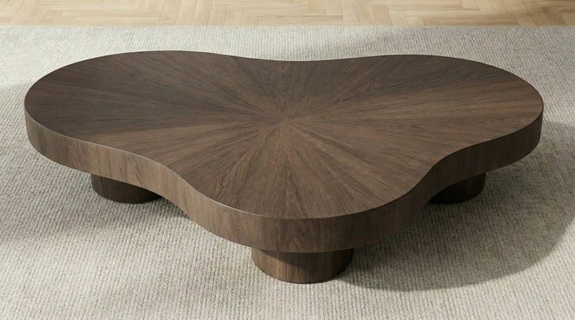 Table basse 150 cm BOBBIE avec plateau design bois effet travertin - TRUST INDUSTRIE - Bois noyer foncé - 
