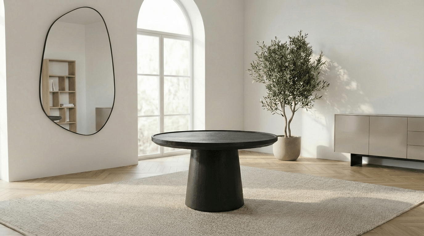 Table basse 66 cm ARON S avec plateau bois rond design - TRUST INDUSTRIE - Bois de manguier noir - Bois de manguier - 