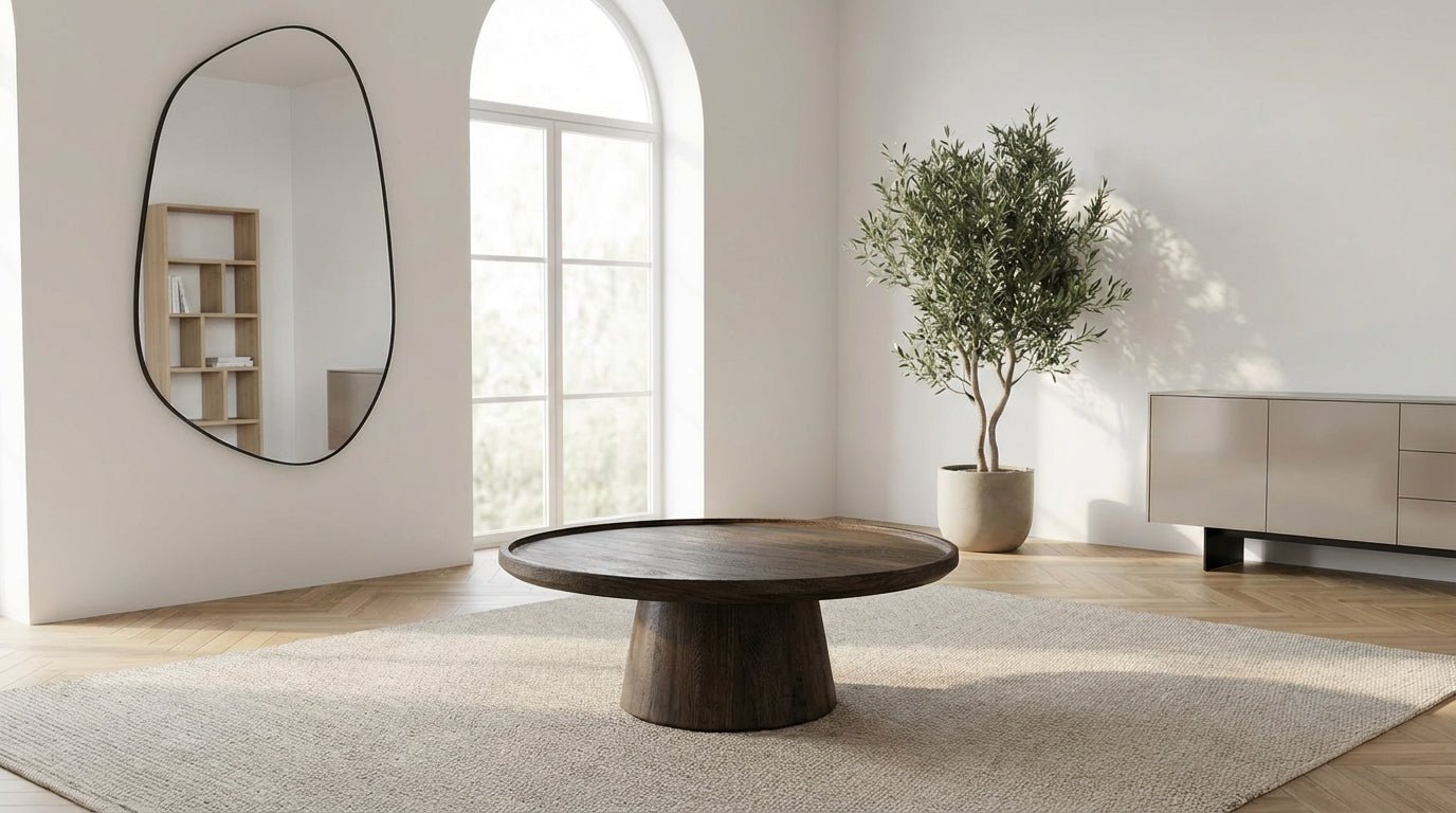 Table basse 80 cm ARON M avec plateau bois rond design - TRUST INDUSTRIE - Bois de manguier marron - Bois de manguier - 