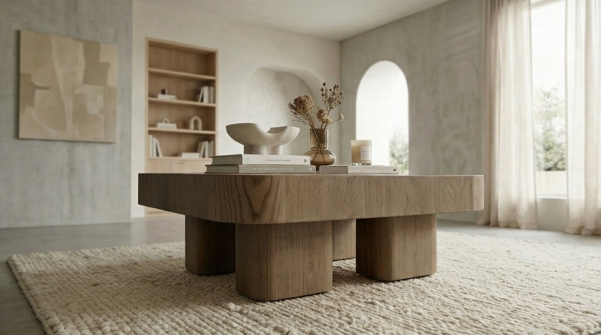 Table basse 80 cm HARMONIE avec plateau bois carré design - TRUST INDUSTRIE - Chêne foncé - 